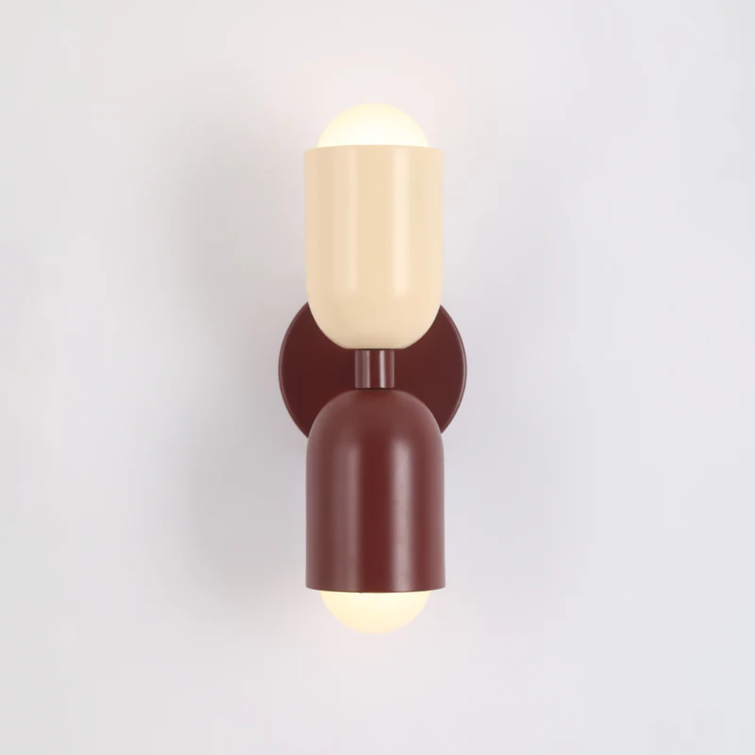 Wall Sconce Light with Dual Up and Down LED Lighting and Color-Blocked Design