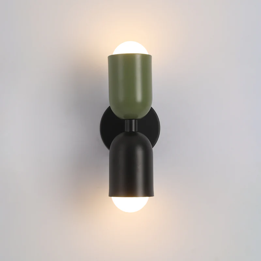 Wall Sconce Light with Dual Up and Down LED Lighting and Color-Blocked Design
