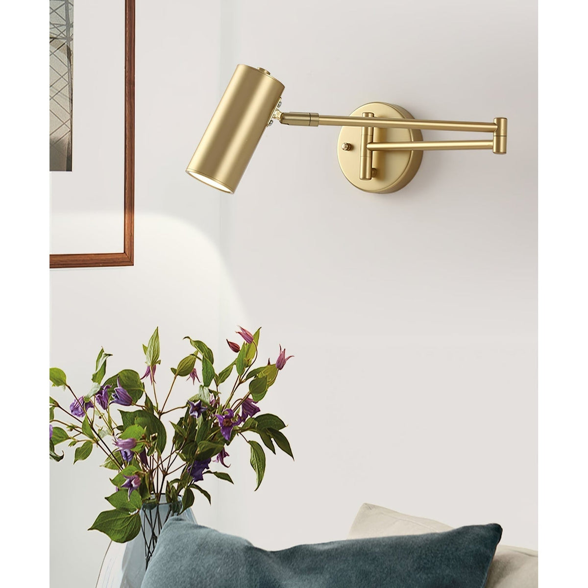 Wall Sconce Swing Arm Reading Light with Adjustable Head