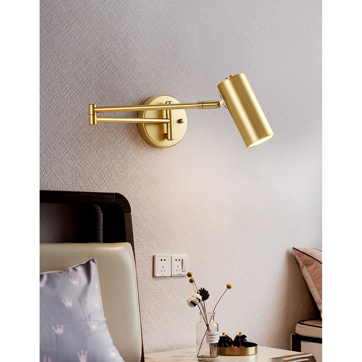 Wall Sconce Swing Arm Reading Light with Adjustable Head