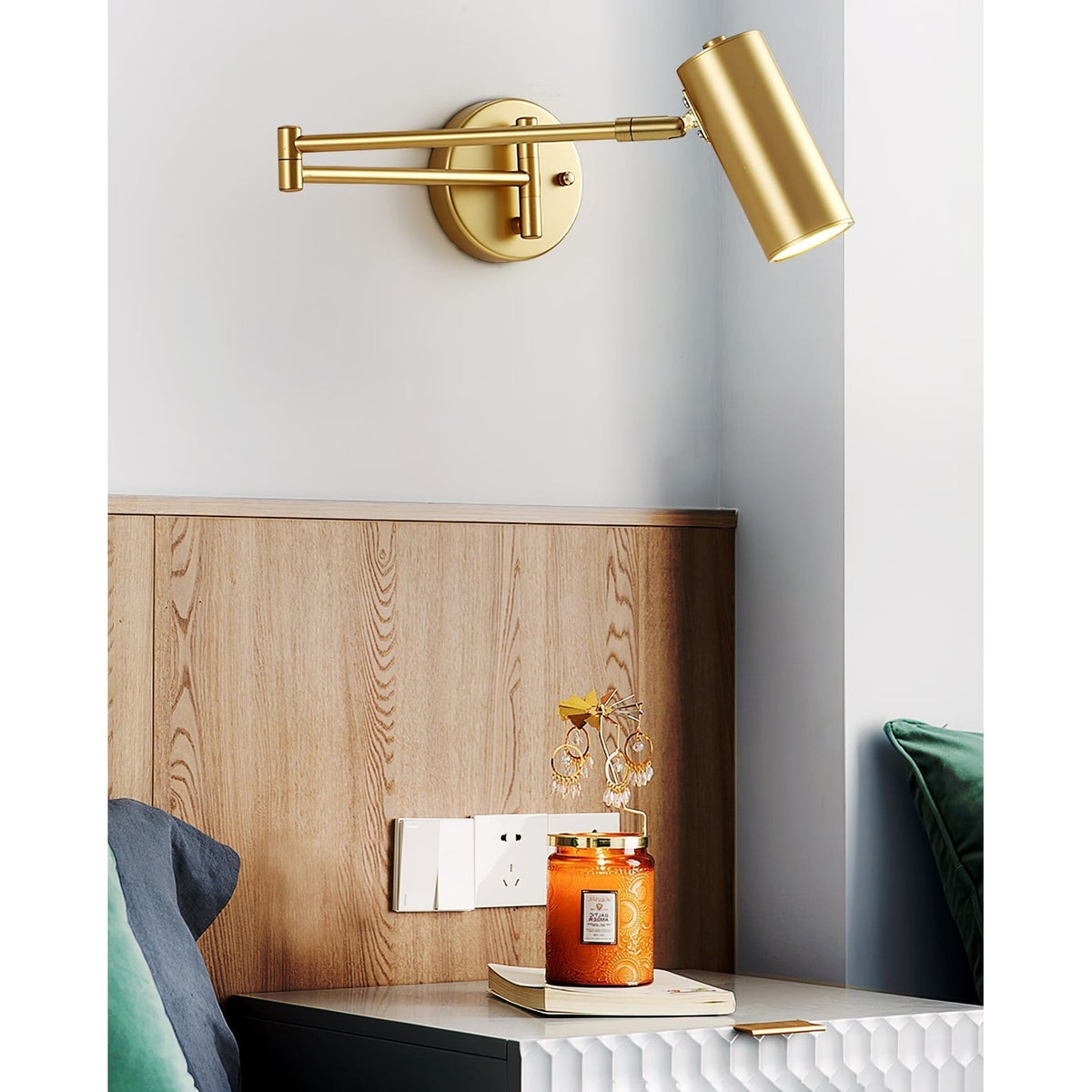 Wall Sconce Swing Arm Reading Light with Adjustable Head
