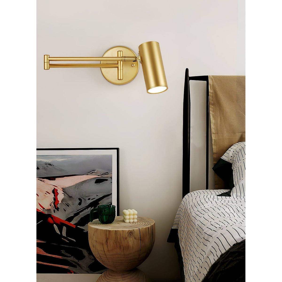 Wall Sconce Swing Arm Reading Light with Adjustable Head