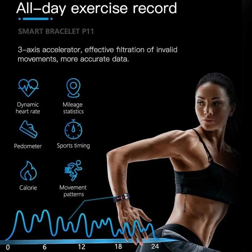 Water Resistant Fitness Tracker Wearable Heart Rate Activity Silicone Band Ecg Monitor
