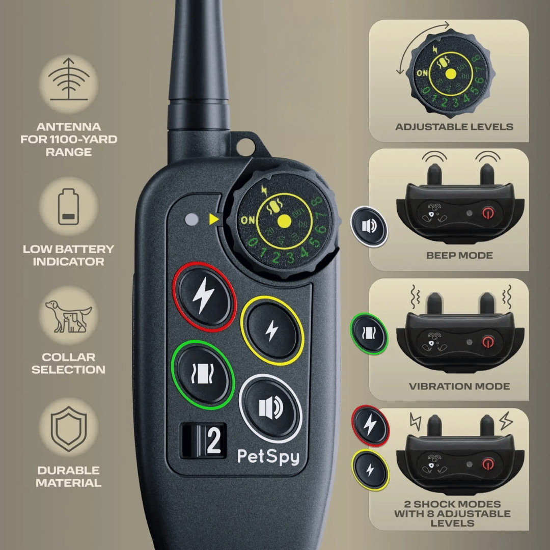 Waterproof Dog Training Collar and Shock with Remote Control and E-Collar Receiver E