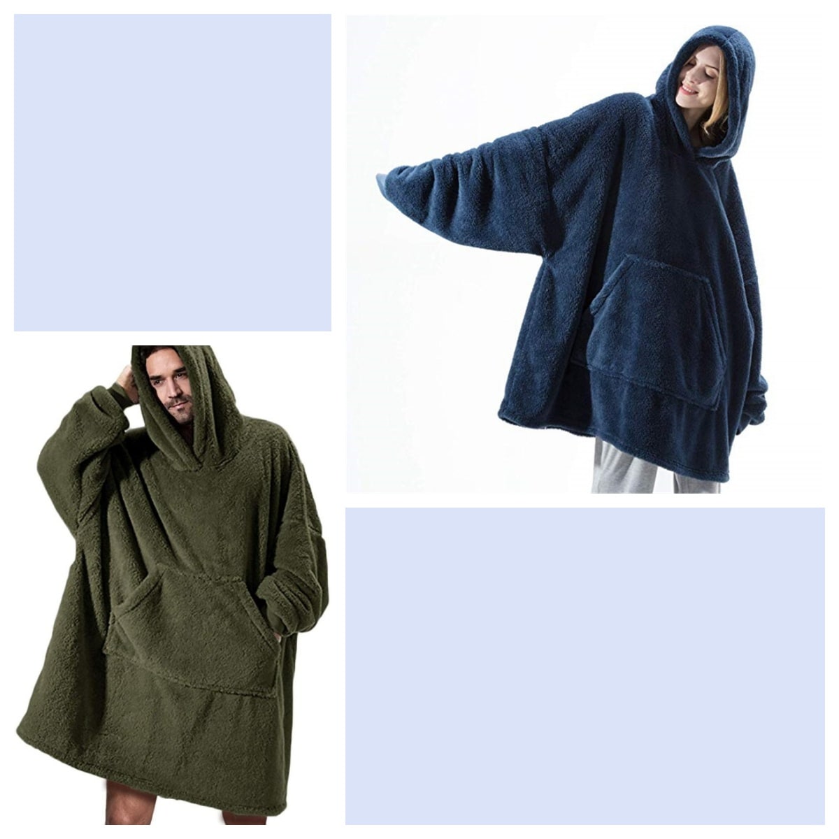 Wearable Blanket Hoodie for Newborn Infant and with Oversized Fleece and Kangaroo Pocket