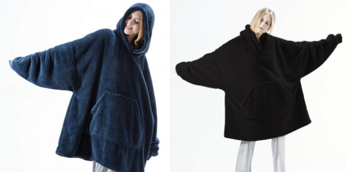 Wearable Blanket Hoodie for Newborn Infant and with Oversized Fleece and Kangaroo Pocket