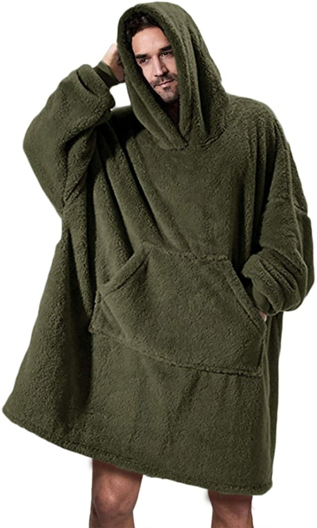 Wearable Blanket Hoodie for Newborn Infant and with Oversized Fleece and Kangaroo Pocket