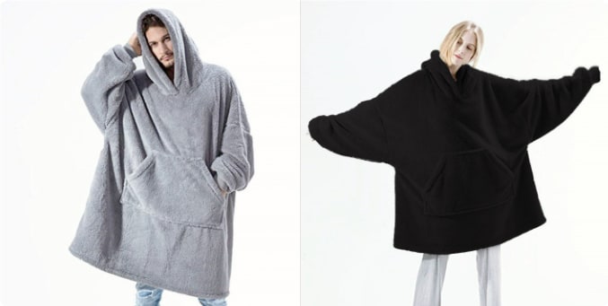 Wearable Blanket Hoodie for Newborn Infant and with Oversized Fleece and Kangaroo Pocket