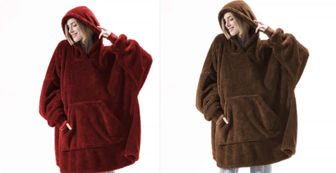 Wearable Blanket Hoodie for Newborn Infant and with Oversized Fleece and Kangaroo Pocket