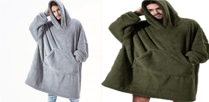 Wearable Blanket Hoodie for Newborn Infant and with Oversized Fleece and Kangaroo Pocket
