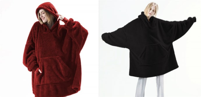 Wearable Blanket Hoodie for Newborn Infant and with Oversized Fleece and Kangaroo Pocket