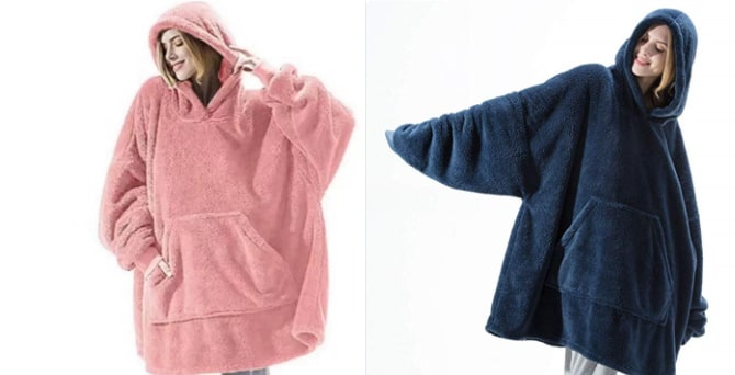 Wearable Blanket Hoodie for Newborn Infant and with Oversized Fleece and Kangaroo Pocket