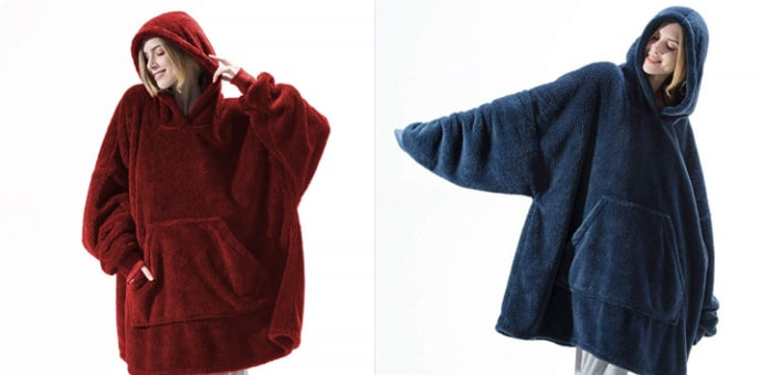 Wearable Blanket Hoodie for Newborn Infant and with Oversized Fleece and Kangaroo Pocket
