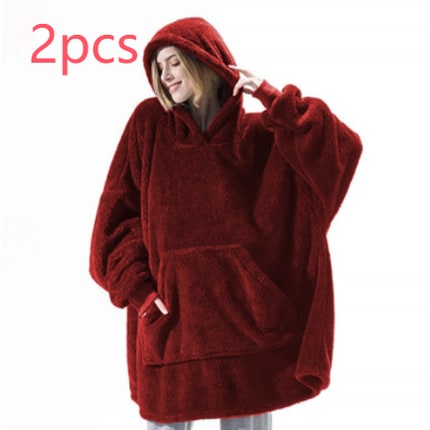 Wearable Blanket Hoodie for Newborn Infant and with Oversized Fleece and Kangaroo Pocket
