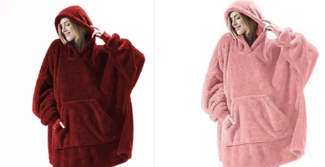 Wearable Blanket Hoodie for Newborn Infant and with Oversized Fleece and Kangaroo Pocket