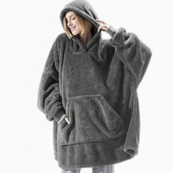 Wearable Blanket Hoodie for Newborn Infant and with Oversized Fleece and Kangaroo Pocket