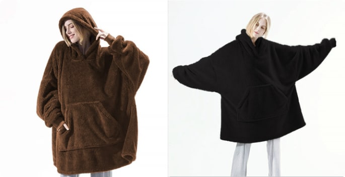 Wearable Blanket Hoodie for Newborn Infant and with Oversized Fleece and Kangaroo Pocket