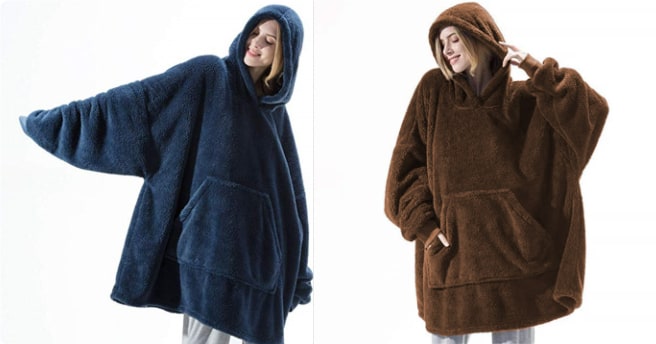 Wearable Blanket Hoodie for Newborn Infant and with Oversized Fleece and Kangaroo Pocket