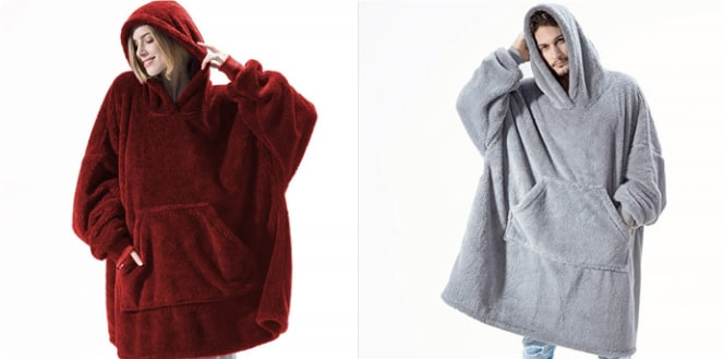 Wearable Blanket Hoodie for Newborn Infant and with Oversized Fleece and Kangaroo Pocket