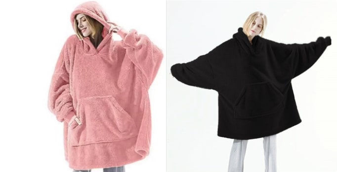Wearable Blanket Hoodie for Newborn Infant and with Oversized Fleece and Kangaroo Pocket