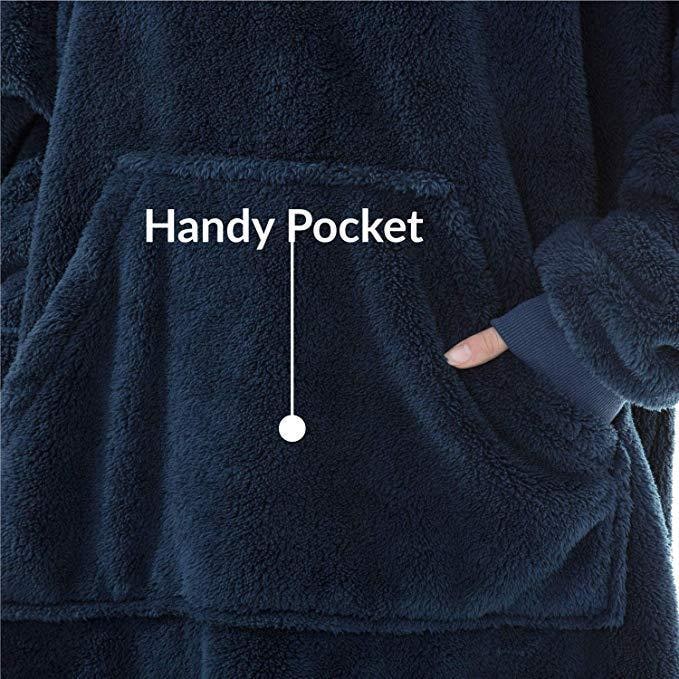 Wearable Blanket Hoodie for Newborn Infant and with Oversized Fleece and Kangaroo Pocket