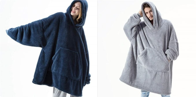 Wearable Blanket Hoodie for Newborn Infant and with Oversized Fleece and Kangaroo Pocket