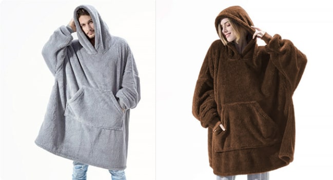 Wearable Blanket Hoodie for Newborn Infant and with Oversized Fleece and Kangaroo Pocket