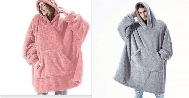 Wearable Blanket Hoodie for Newborn Infant and with Oversized Fleece and Kangaroo Pocket