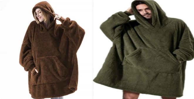 Wearable Blanket Hoodie for Newborn Infant and with Oversized Fleece and Kangaroo Pocket