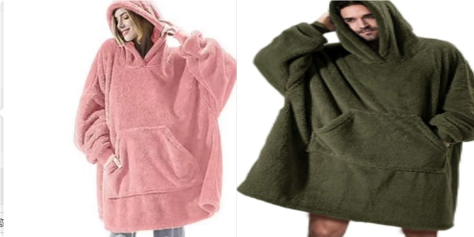 Wearable Blanket Hoodie for Newborn Infant and with Oversized Fleece and Kangaroo Pocket