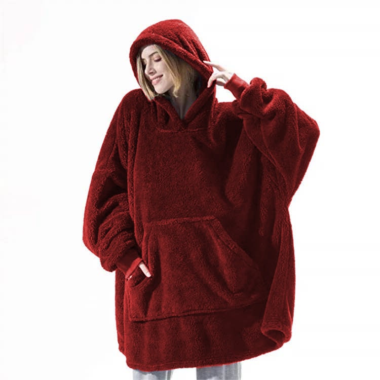 Wearable Blanket Hoodie for Newborn Infant and with Oversized Fleece and Kangaroo Pocket