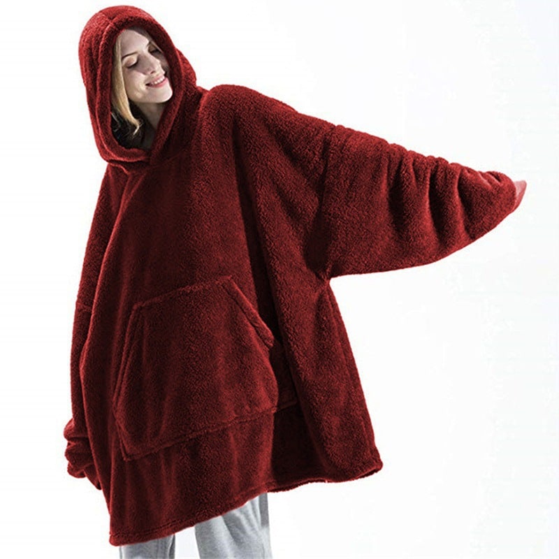Wearable Blanket Hoodie for Newborn Infant and with Oversized Fleece and Kangaroo Pocket