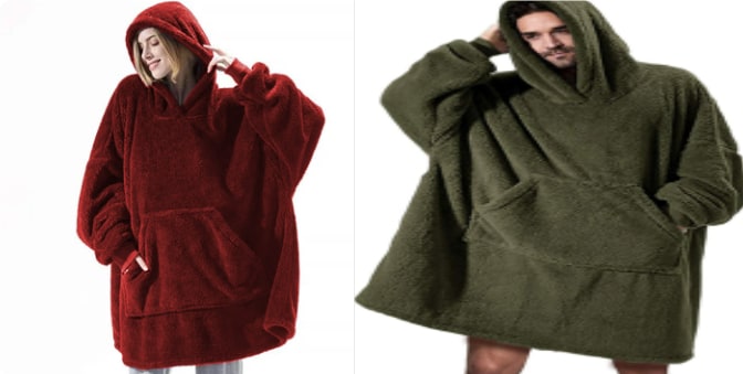 Wearable Blanket Hoodie for Newborn Infant and with Oversized Fleece and Kangaroo Pocket