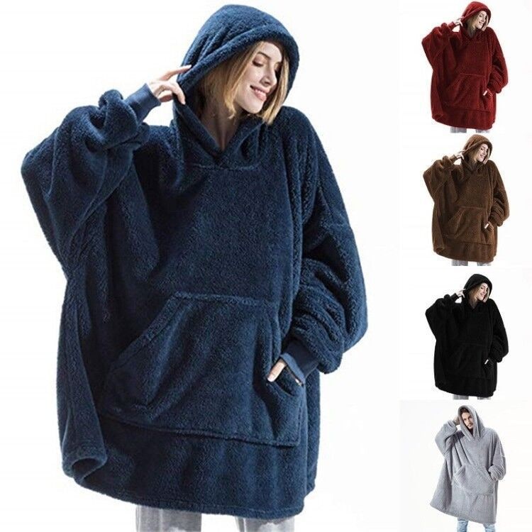 Wearable Blanket Hoodie for Newborn Infant and with Oversized Fleece and Kangaroo Pocket