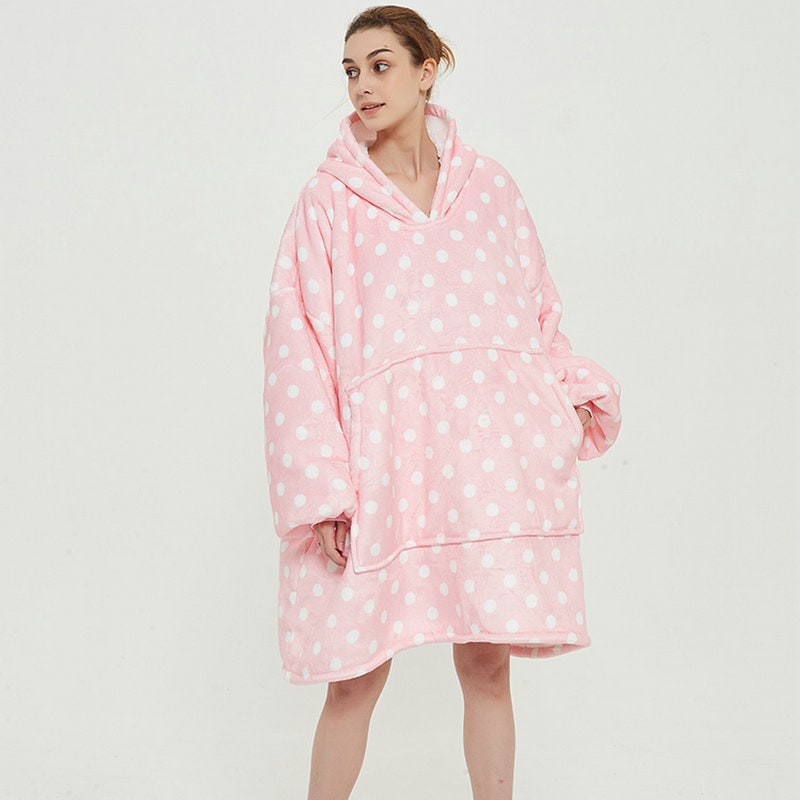 Wearable Blanket Hoodie with Sherpa Lining Oversized Fleece Pullover