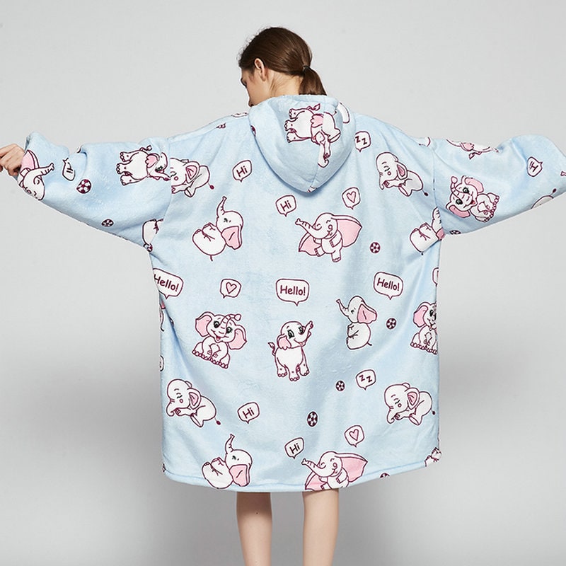 Wearable Blanket Hoodie with Sherpa Lining Oversized Fleece Pullover
