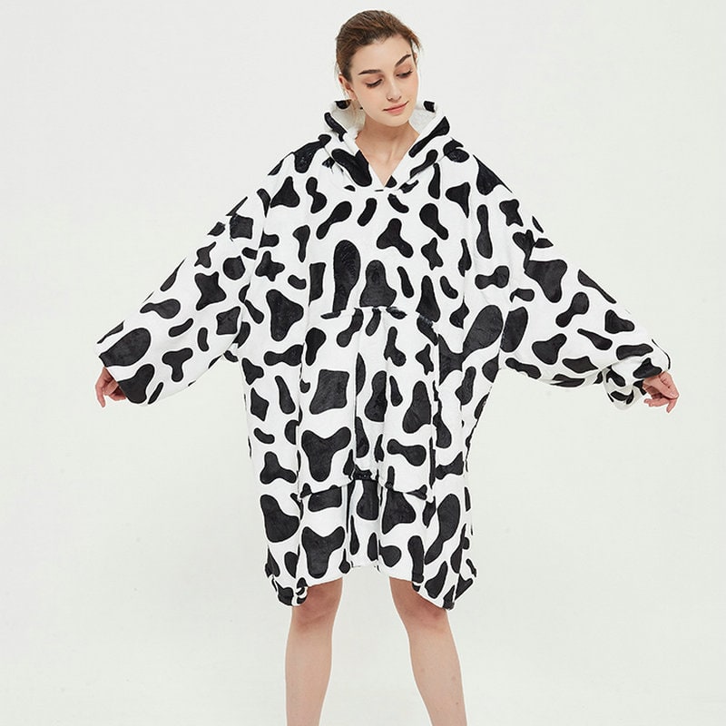 Wearable Blanket Hoodie with Sherpa Lining Oversized Fleece Pullover