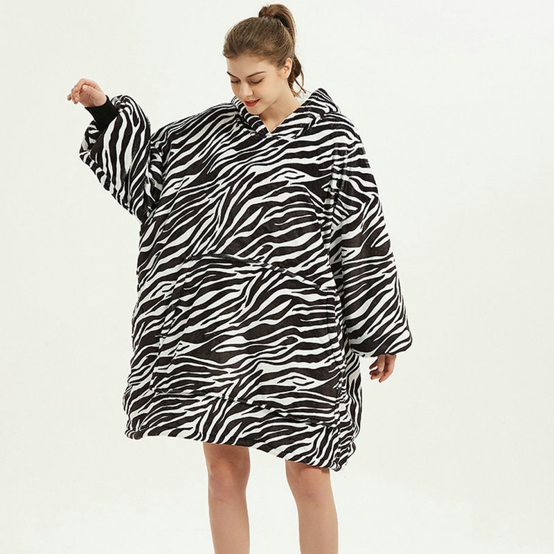 Wearable Blanket Hoodie with Sherpa Lining Oversized Fleece Pullover