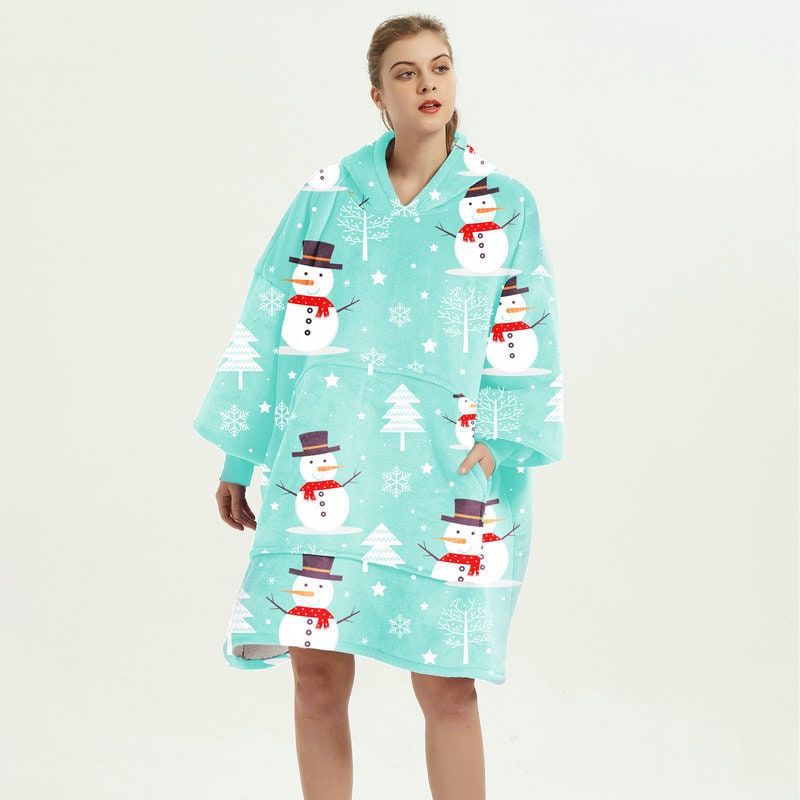 Wearable Blanket Hoodie with Sherpa Lining Oversized Fleece Pullover