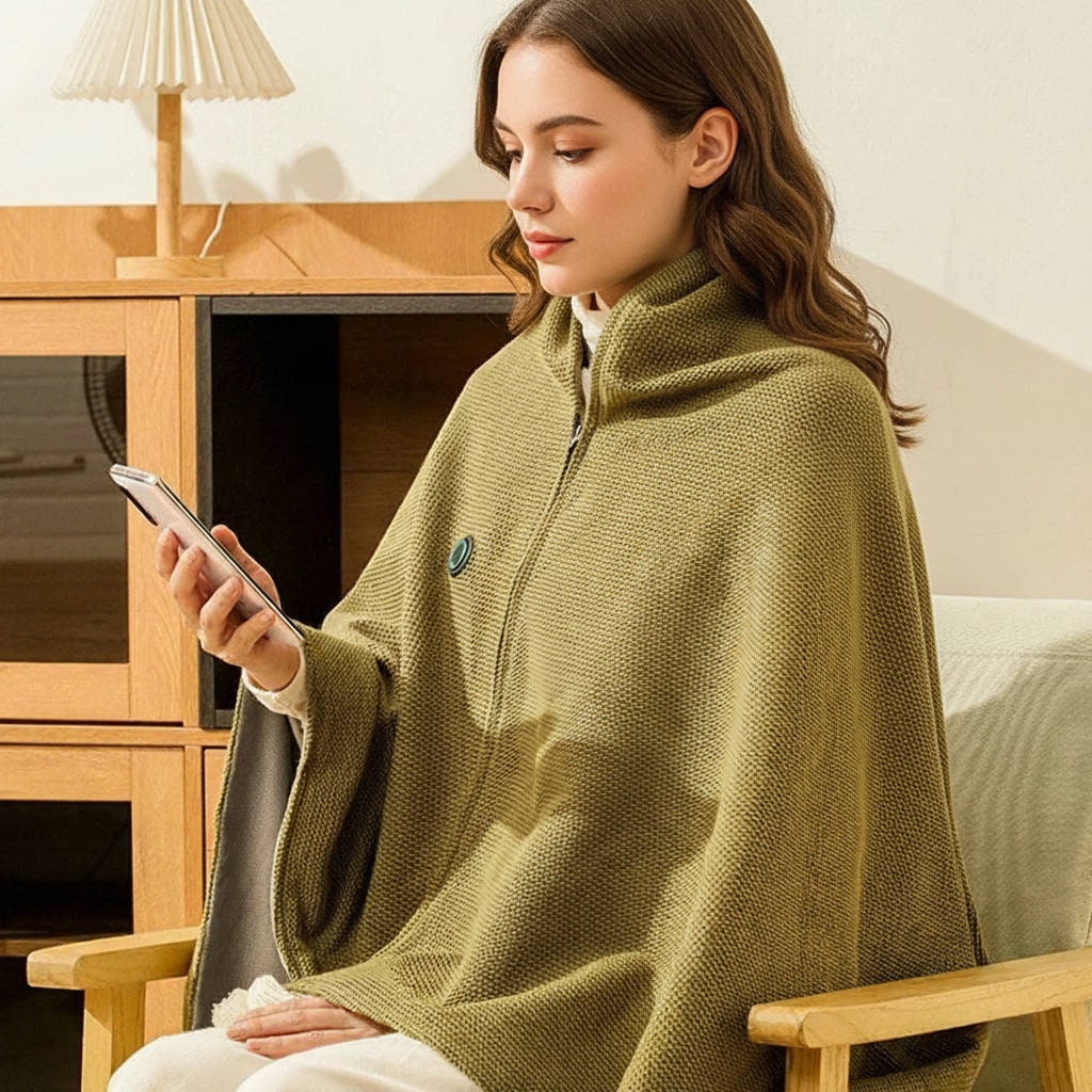 Wearable Heated Blanket Throw with USB Power Zipper Closure and 8 Heating Zones
