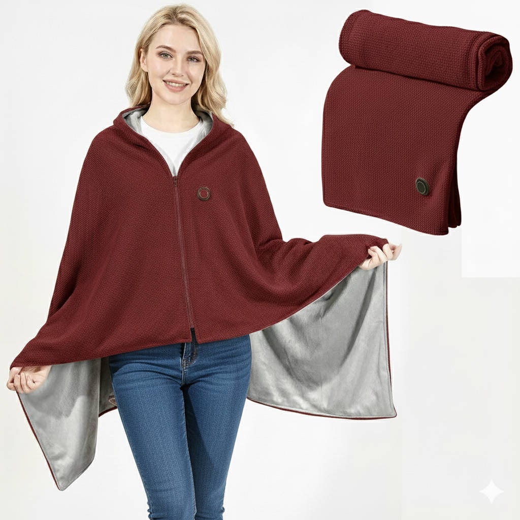 Wearable Heated Blanket Throw with USB Power Zipper Closure and 8 Heating Zones