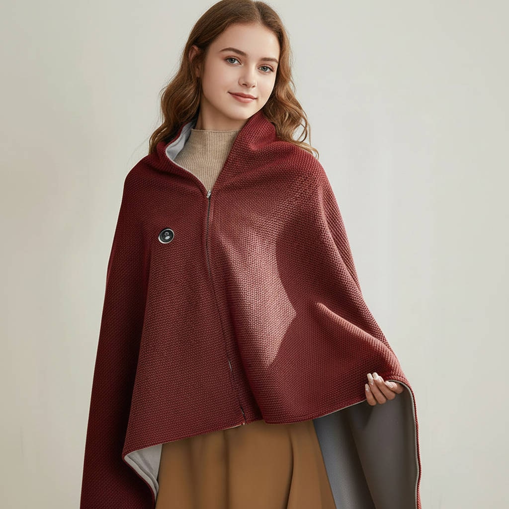 Wearable Heated Blanket Throw with USB Power Zipper Closure and 8 Heating Zones