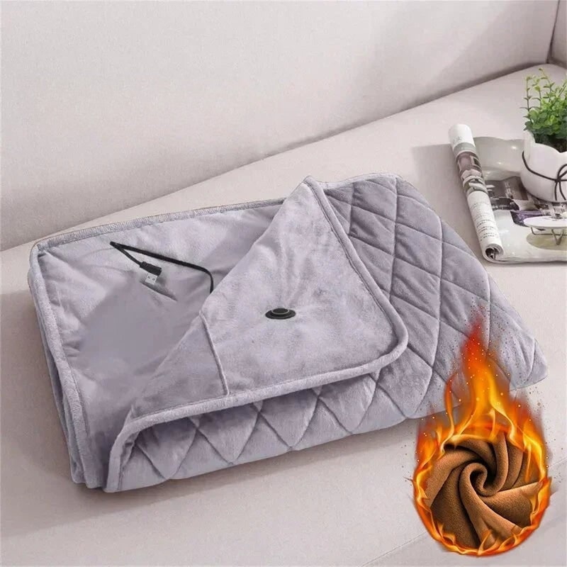 Wearable Heated Blanket with Portable Throw Design Soft Plush Fleece and USB Power