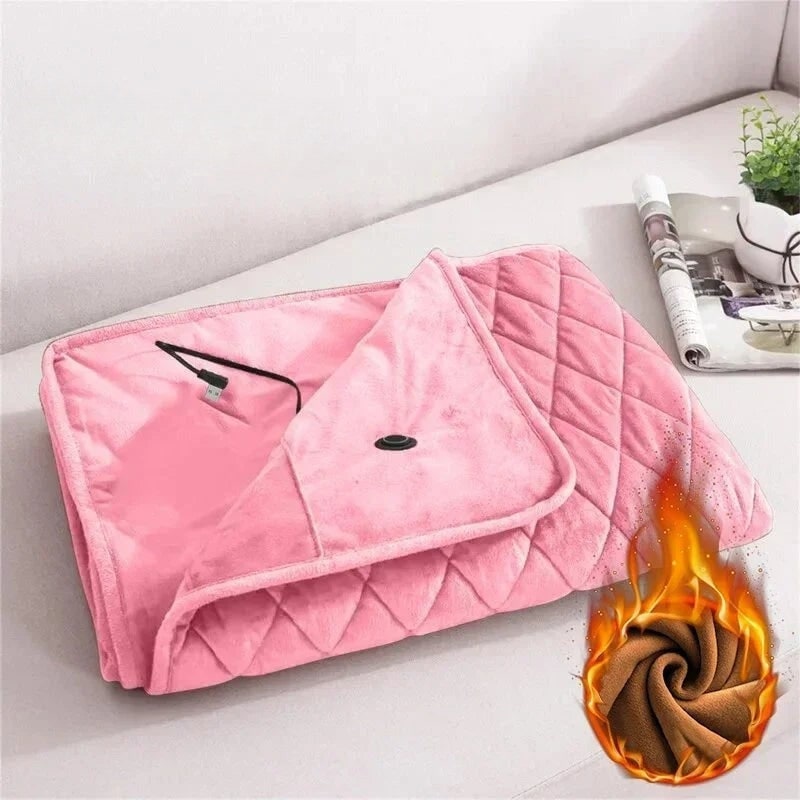 Wearable Heated Blanket with Portable Throw Design Soft Plush Fleece and USB Power