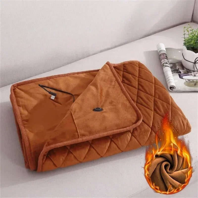 Wearable Heated Blanket with Portable Throw Design Soft Plush Fleece and USB Power