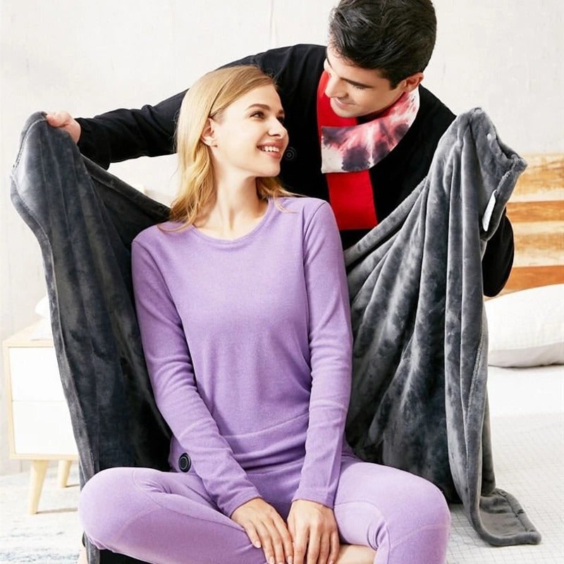 Wearable Portable USB Heated Blanket with Snap Buttons and Remote Control Queen Size