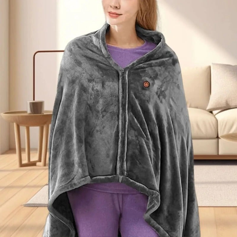 Wearable Portable USB Heated Blanket with Snap Buttons and Remote Control Queen Size