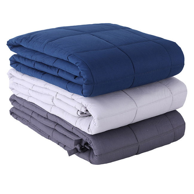Weighted Blanket for Sleep and Stress Relief with Quilted Cotton Design Throw
