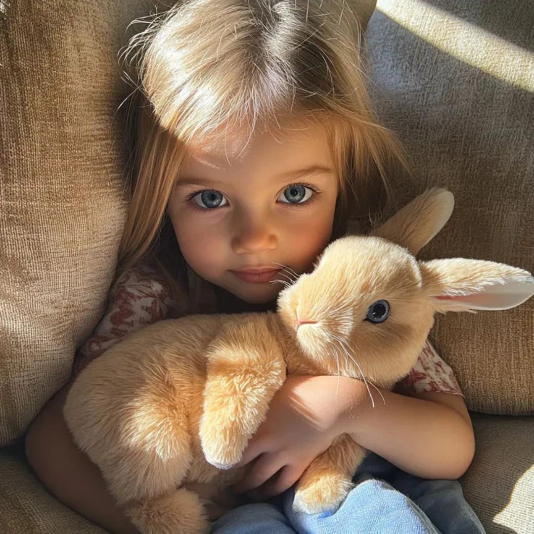 Weighted Stuffed Bunny with Soft Plush Fur and Realistic Features for Emotional Support