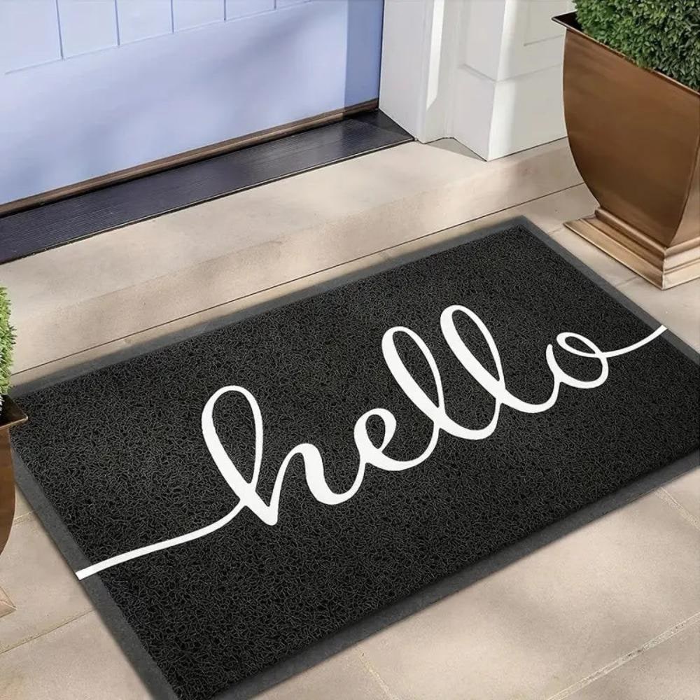 Welcome Mat Outdoor with PVC Loop Texture and Non-Slip Rubber Backing Cat